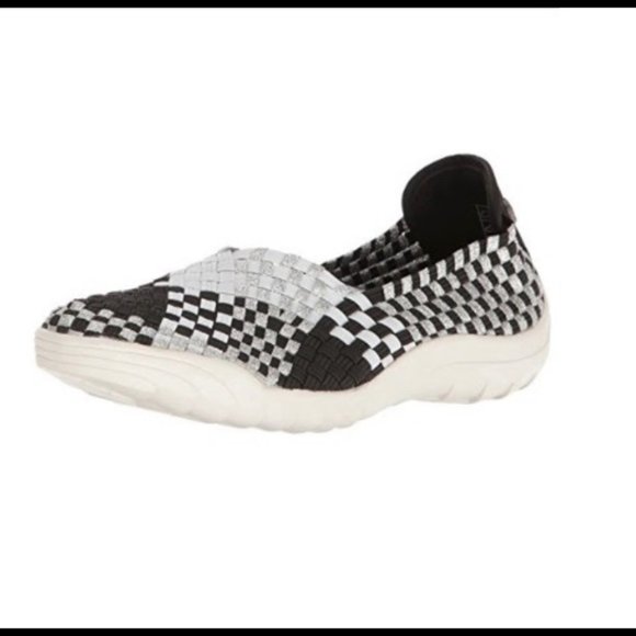 bernie mev. Shoes - Bernie Mev Black White Silver Woven Sneakers